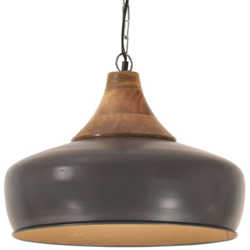 vidaXL Lampadario Industriale Grigio Ferro e Legno Massello 35 cm E27 - Grigio características
