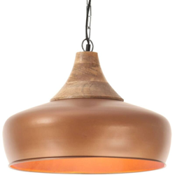 vidaXL Lampadario Industriale Rame Ferro e Legno Massello 35 cm E27 - Marrone en oferta