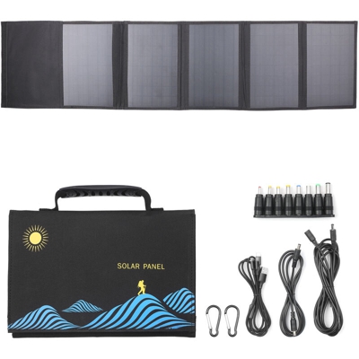 Borsa pieghevole a pannello solare da 40 W a 5 pieghe Caricatore solare con doppia uscita USB + DC Caricatore solare pieghevole portatile
