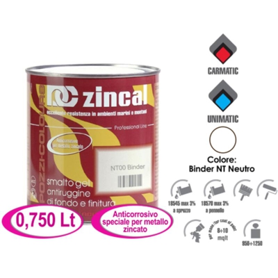 Pozzi Zincal 750 ml gel smalto fondo aggrappante antiruggine per lamiere zincate ferro zincato non colante