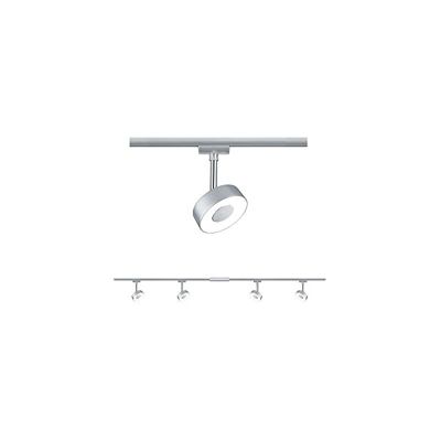 Paulmann LED Sistema a Binario URail Set Circle, orientabile, faretto a soffitto a 4 Fiamme, 2700K Bianco Caldo, 5 W 20 W, Cromo Opaco, Cromo