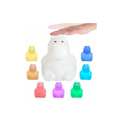 Hippo 48034 Night Luce Notturna Ippopotamo per Bambini con Batteria LED Lampada per cameretta con Cambio di Colore in Silicone Senza BPA - Pauleen