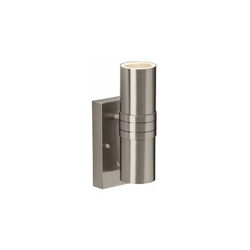 Hanni - Lampada da parete per esterni, a 2 luci, con interruttore crepuscolare, 6 W, in acciaio INOX - Brilliant en oferta