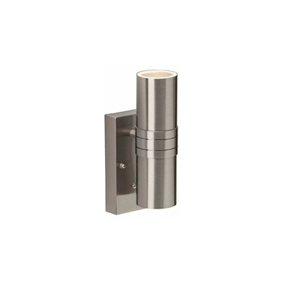 Hanni - Lampada da parete per esterni, a 2 luci, con interruttore crepuscolare, 6 W, in acciaio INOX - Brilliant