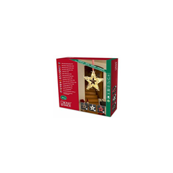 6219-100 / Figura in legno LED stella marrone con nastro in tessile rosso/bianco / 30 diodi bianco caldo / 24V trasformatore da interno/cavo precio