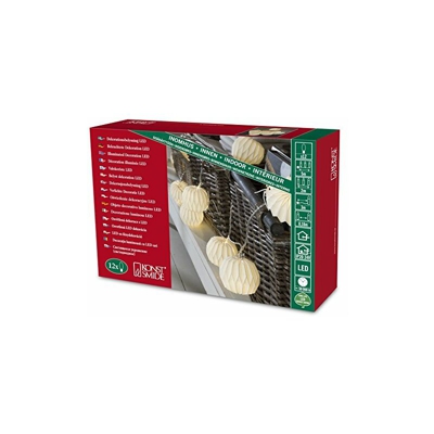 Konstsmide 3191Â â??Â 103Â â??Â Catena luminosa decorativa a LED/carta lanterne/12Â diodi a luce bianca calda/24Â V trasformatore interno/cavo