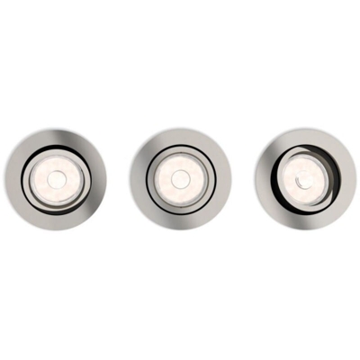 Philips Donegal Faretti da Incasso, 3 Pezzi, Attacco GU10, Rotonda, Cromato Satinato