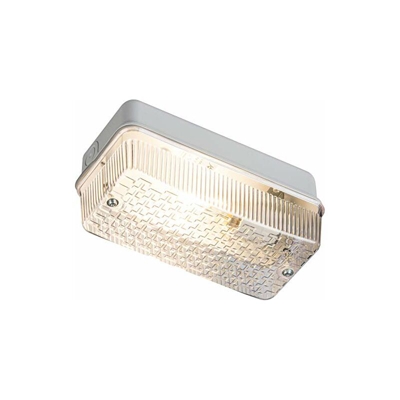 IP65 - Portalampada con diffusore prismatico e base in alluminio, B22, 100 W, colore: Bianco - Knightsbridge
