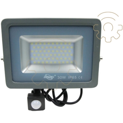 Dawei faro faretto a led con sensore crepuscolare PIR 30W luce bianco ghiacico 6000k 1000Lm IP65 con staffa colore grigio led Pioneer