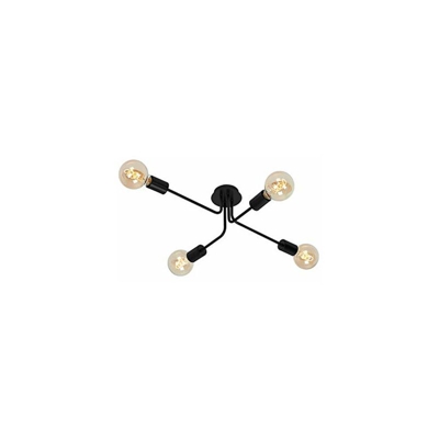 Plafoniera con 4 faretti, Lampada da soffitto, retrò, Vintage, 4X E27-max. 60 Watt, Metallo Nero, 660x445x185mm (LxPxH) - Briloner Leuchten