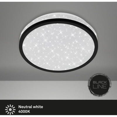 Plafoniera a LED, Lampada da soffitto con Fantasia a Stelle, 10 Watt, 900 Lumen, 4.000 Kelvin, Bianco-Nero, Ã? 21,7cm - Briloner Leuchten