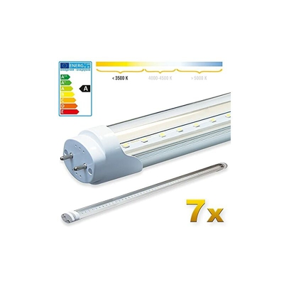 7x SMD LED Tubo 120cm Certificazione TÃ?V Bianco caldo - Tubo fluorescente T8 G13 - Cover trasparente 18 W, 1800 Lumen- pronto per l'installazione