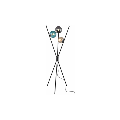 Trio Leuchten Lance 403400317 - Lampada a stelo in metallo nero opaco, vetro multicolore, 3 lampadine E14 non incluse