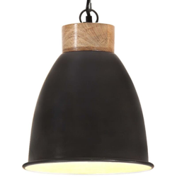 vidaXL Lampada Soffitto Industriale Nera Ferro Legno Massello 23cm E27 - Nero características