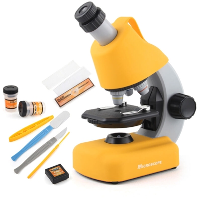 NO.XD168-003 100x / 400x / 1200x LED Strumenti scientifici raffinati Set di giocattoli per bambini Microscopio per bambini Microscopio ad alta