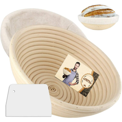Round Semlos Proof Basket, 10 'Bread Basket, Bread Proof Basket, Banneton Baking Baskets with Linen Liner, Raschietto per pasta per lievito naturale características