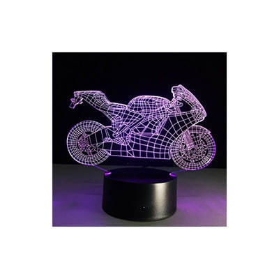 LEDMOMO - Lampada d'illusione 3D a forma di moto, luce notturna LED, decorazione con telecomando USB 7 colori di cambio, Conlamiere touch