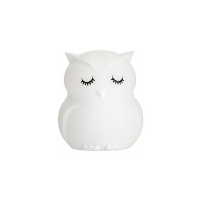48033 Night Owl Luce Notturna Gufo per Bambini con Batteria LED Lampada per cameretta con Cambio di Colore in Silicone Senza BPA, Bianco - Pauleen