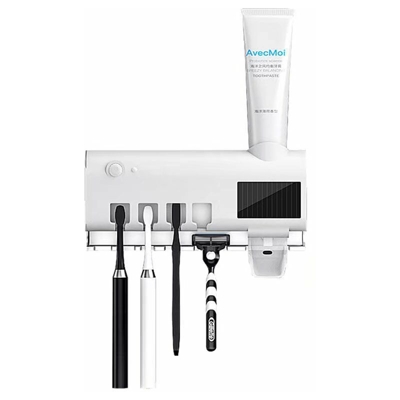 Pennello denti UV Holder Solar Energy Sterilizzatore automatico Sterilizzatore Carico Dentifricio Distributori Home Accessori da bagno (Bianco)