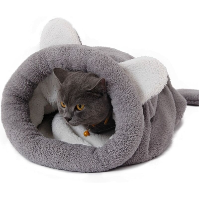 Casa per cani Cat Case House Teddy Piccolo e Medio Dog Cat Tappeto Four Seasons Semi-chiuso Borsa a pelo universale, Grande, Grigio