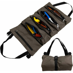 Zagg con 5 tasche con cerniera, Borsa per utensili portatili da 600D Oxford, rotolo Auto Organizer Tool Tool per idraulico elettrico o meccanico en oferta