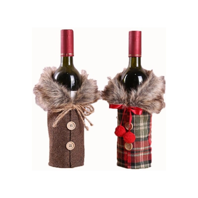 2 pezzi di tappi di bottiglia di vino di Natale e borse di vino rosso per borse da vino riutilizzabili Borse per vino per la decorazione della