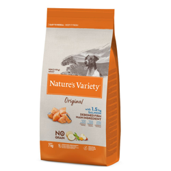 Nature's Variety Original No Grain Mini Adult Salmone Crocchette per cani - 7 kg características