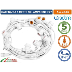 Wisdom - Catena luminosa E27 lineare 5 metri con 10 portalampada IP65 colore bianco precio