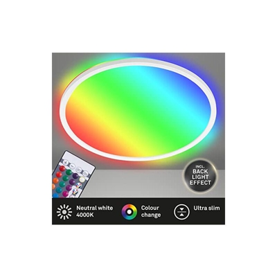 Pannello LED, plafoniera dimmerabile, Lampada da soffitto, RGB, Colore, retroilluminazione, Controllo remoto, 15 Watt, 1.850 Lumen, 4.000 KE, Bianco