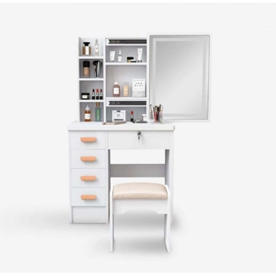 Mobile postazione trucco specchio luce LED scorrevole sgabello Caroline