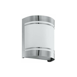 Lampada da parete per esterni Cerno, 1 luce, lampada da parete in acciaio inox, colore: argento, bianco, vetro bianco, satinato, attacco: E27, IP44 en oferta