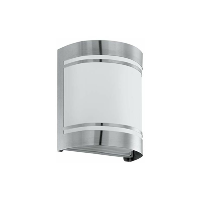 Lampada da parete per esterni Cerno, 1 luce, lampada da parete in acciaio inox, colore: argento, bianco, vetro bianco, satinato, attacco: E27, IP44