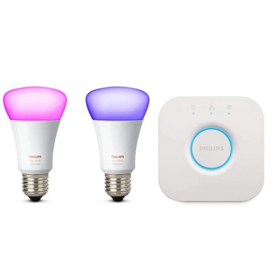 Philips Lighting White and Color Ambiance Starter Kit con 2 Lampadine Smart Attacco E27 e un Bridge Lighting per il Controllo del Sistema