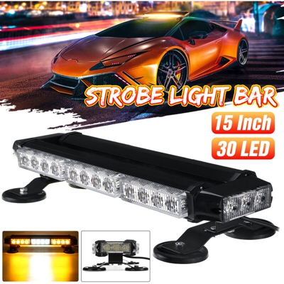Segnalatore luminoso di emergenza per auto con barra a luce stroboscopica da 15 pollici e 30 LED