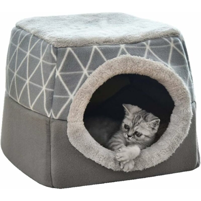 Cat Caver Cat Case Cat Bed Pet Cat Nest Sleeping Bag 2 in 1 Abbraccio pieghevole Cavalle Capsula Cat Casa Cat Casa chiusa CHENIL Villa, Grigio L