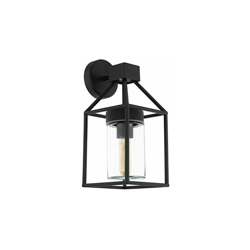 Trecate, lampada da parete per esterni a 1 luce, lampada da parete in acciaio zincato, colore: nero, vetro trasparente, attacco: E27, IP44 - Eglo precio