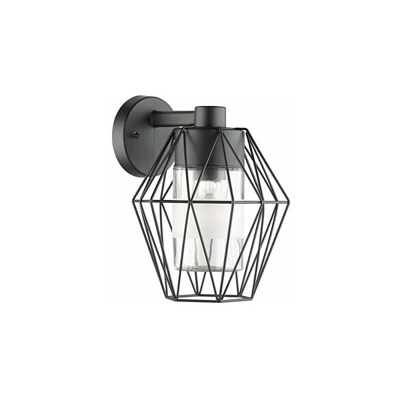 Lampada da parete per esterni Canove, 1 lampada da parete in acciaio, colore: nero, vetro trasparente, attacco: E27, IP44 - Eglo