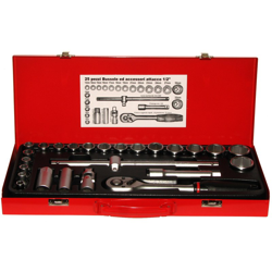 SERIE 26 CHIAVI A BUSSOLA 05302 1/2' CASSETTA IN METALLO + CRICCHETTO - Sikurotech en oferta