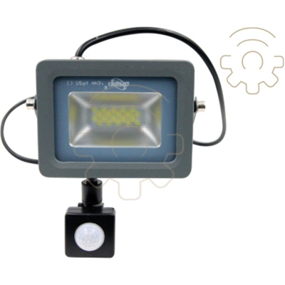 Dawei faro faretto a led con sensore crepuscolare PIR 10W luce bianco fredda 6000k 1000Lm IP65 con staffa colore grigio led Pioneer