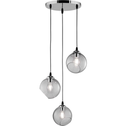 R30073054 Clooney R30073054 - Lampadario a sospensione in metallo cromato, vetro fumé escluso, 1 x E27 - Reality Leuchten en oferta