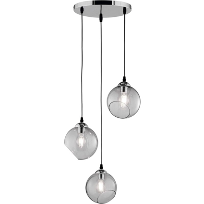 R30073054 Clooney R30073054 - Lampadario a sospensione in metallo cromato, vetro fumé escluso, 1 x E27 - Reality Leuchten