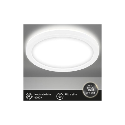 Lampada da soffitto a LED, Plafoniera con Retroilluminazione, 12 watt, 1.400 Lumen, 4.000 Kelvin, bianca, rotonda, Ã? 19cm - Briloner Leuchten