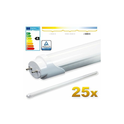 25x SMD LED Tubo 120cm Certificazione TÃ?V Bianco freddo - Tubo fluorescente T8 G13 - Cover opalino 18 W, 1800 Lumen- pronto per l'installazione