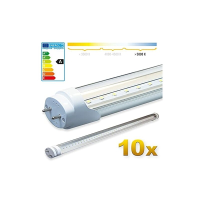 10x SMD LED Tubo 90cm Certificazione TÃ?V Bianco freddo - Tubo fluorescente T8 G13 - Cover trasparente 14 W, 1400 Lumen- pronto per l'installazione