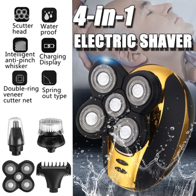 Drillpro - Rasoio elettrico 4 in 1 5 teste Rasoio galleggiante Rasoio ricaricabile a batteria Rasoio naso Tagliacapelli Tagliabordi LAVENTE