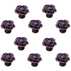 Fleur Rose Maniglia per Porta in Ceramica Comò Armadio da Cucina Maniglie Cassetto Armadio Confezione Da 10, Viola - Langray en oferta