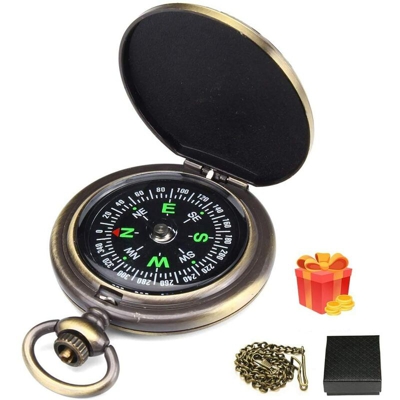 Bussola bussola portatile premium in ottone Copertura classica Salto impermeabile Bussola da trekking Orologio da tasca Strumenti di navigazione