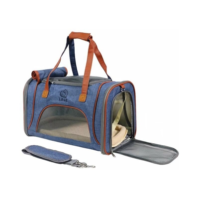 Blue Pet Pieghevole Borsa a tracolla Trasporto Cat Puppies Zaino espandibile per cane Piccolo animale con filetto traspirante, spazioso, pieghevole,