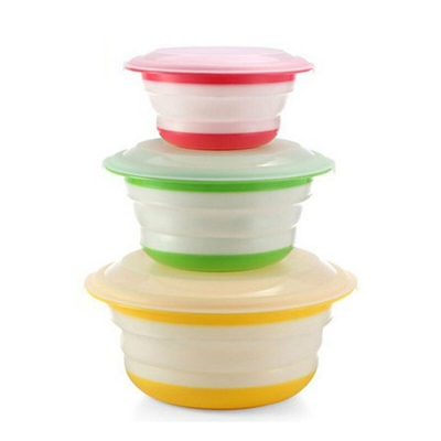Insalatiera con coperchio, 3pcs ciotola pieghevole in silicone campeggio [1400ml + 800ml + 400ml] ciotola di viaggio per escursioni, viaggi,