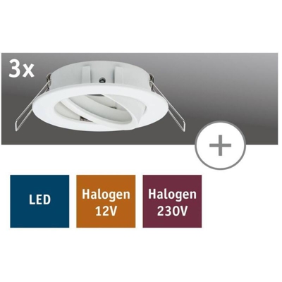 Paulmann 93643 2Easy Einbauring Nova Einbaurahmen 3er Set rund WeiÃ Spot schwenkbar Einbauleuchte ohne Fassung und Leuchtmittel Max. 3x50W da